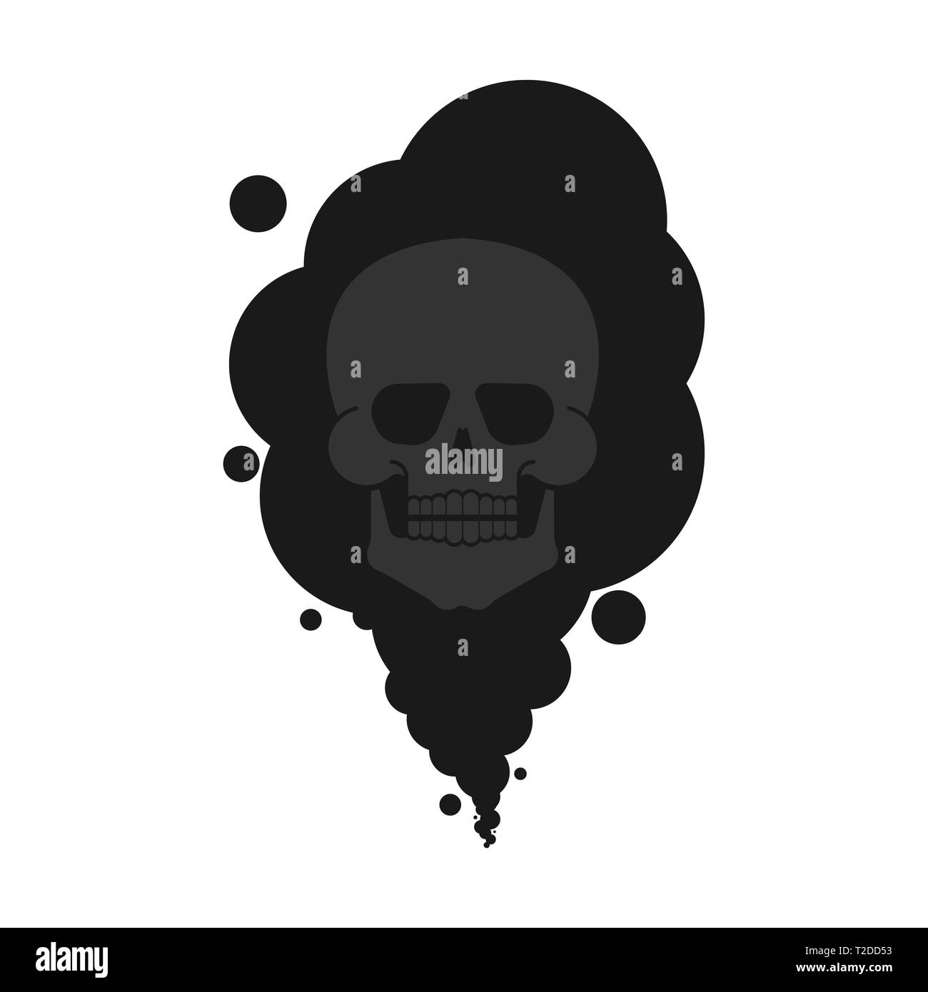 Black smoke and skull isolated. Death and pollution. Harmful chemical production. Poisons the environment. Factory Smog Stock Vector