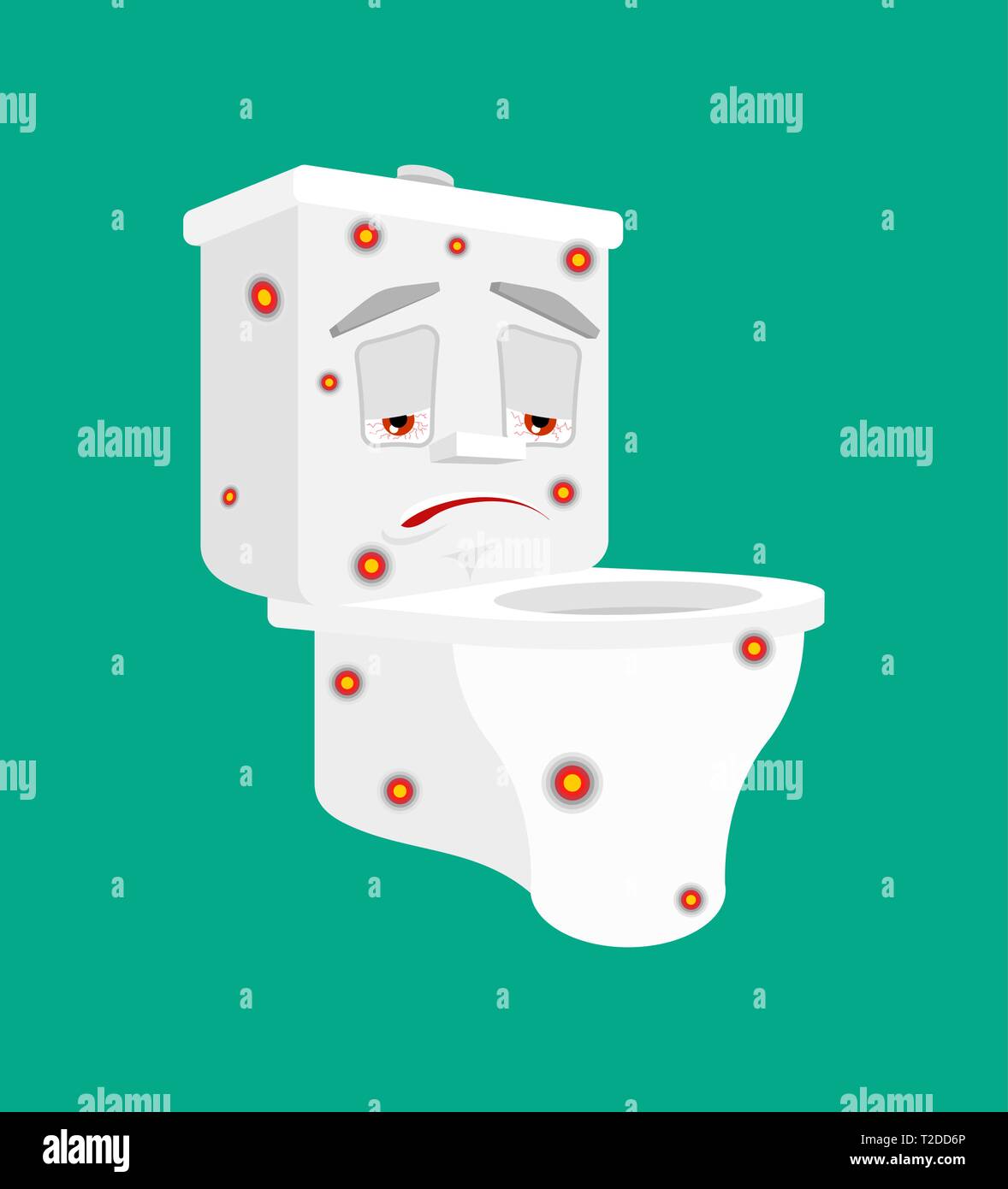 Toilet bowl Sick Infection isolated. Virus ill lavatory Cartoon Style