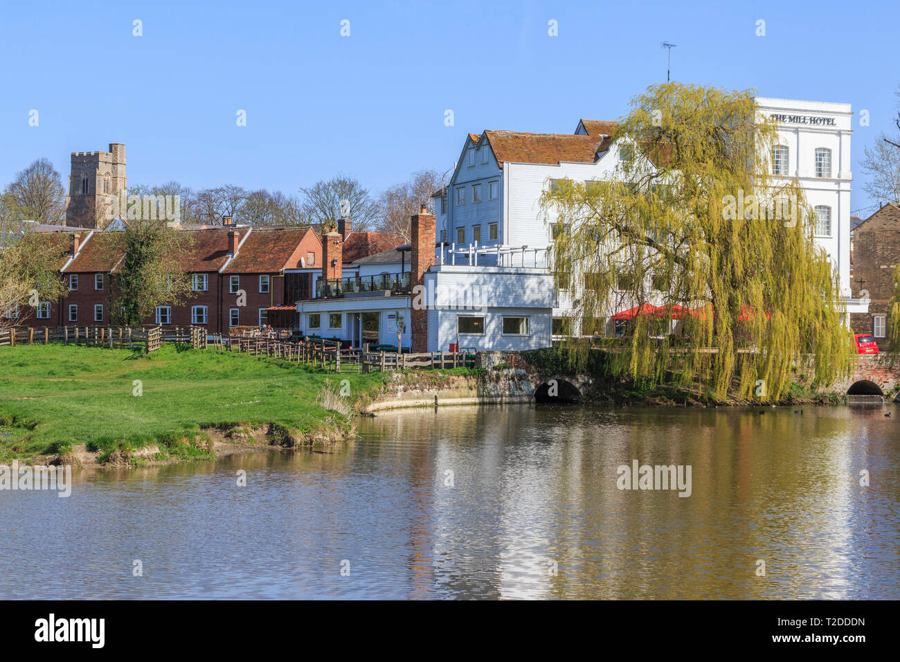 River Stour, Mill Hotel, Sudbury Town Centre, Suffolk, England, UK, GB Stock Photo