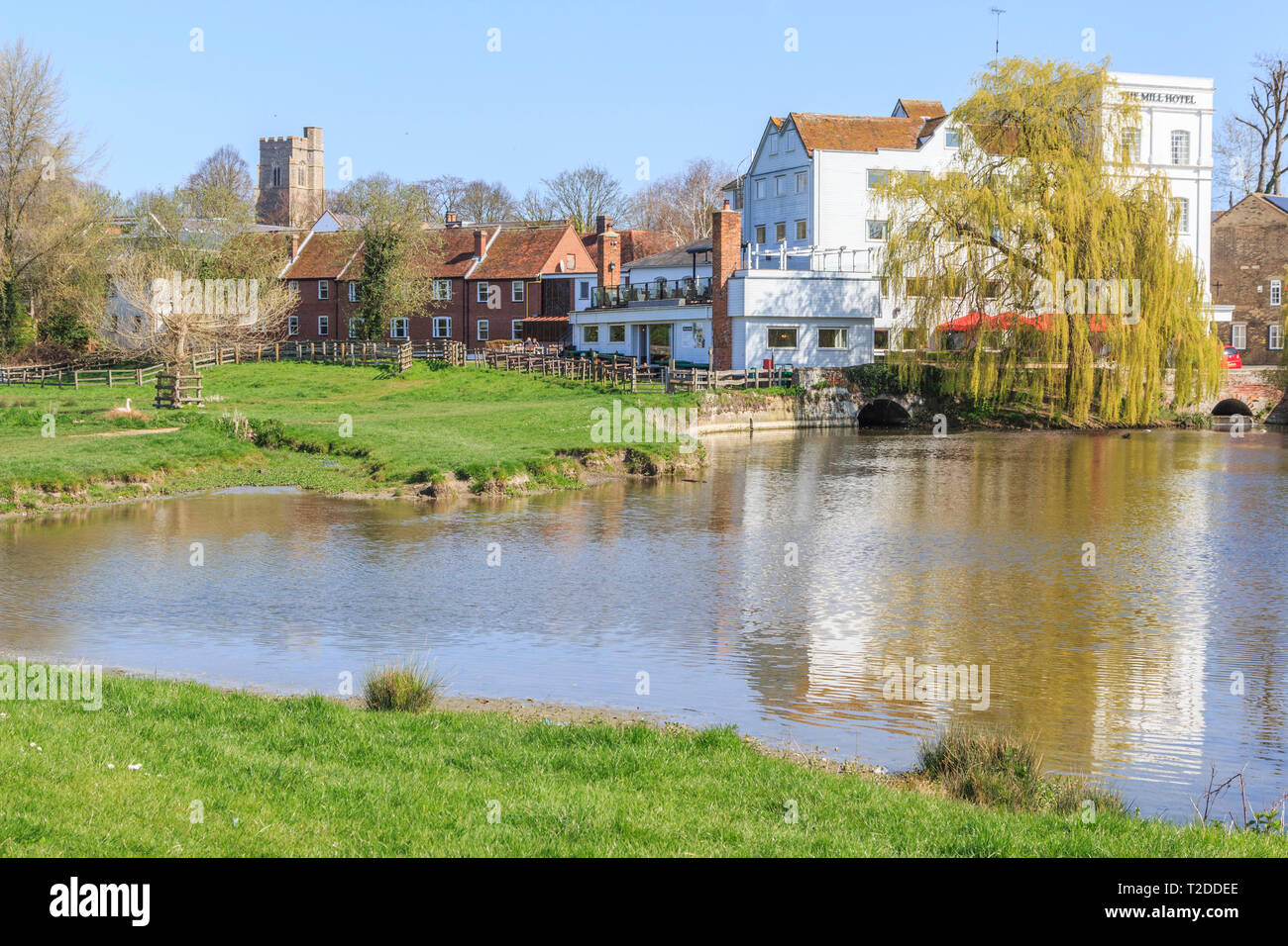 River Stour, Mill Hotel, Sudbury Town Centre, Suffolk, England, UK, GB Stock Photo