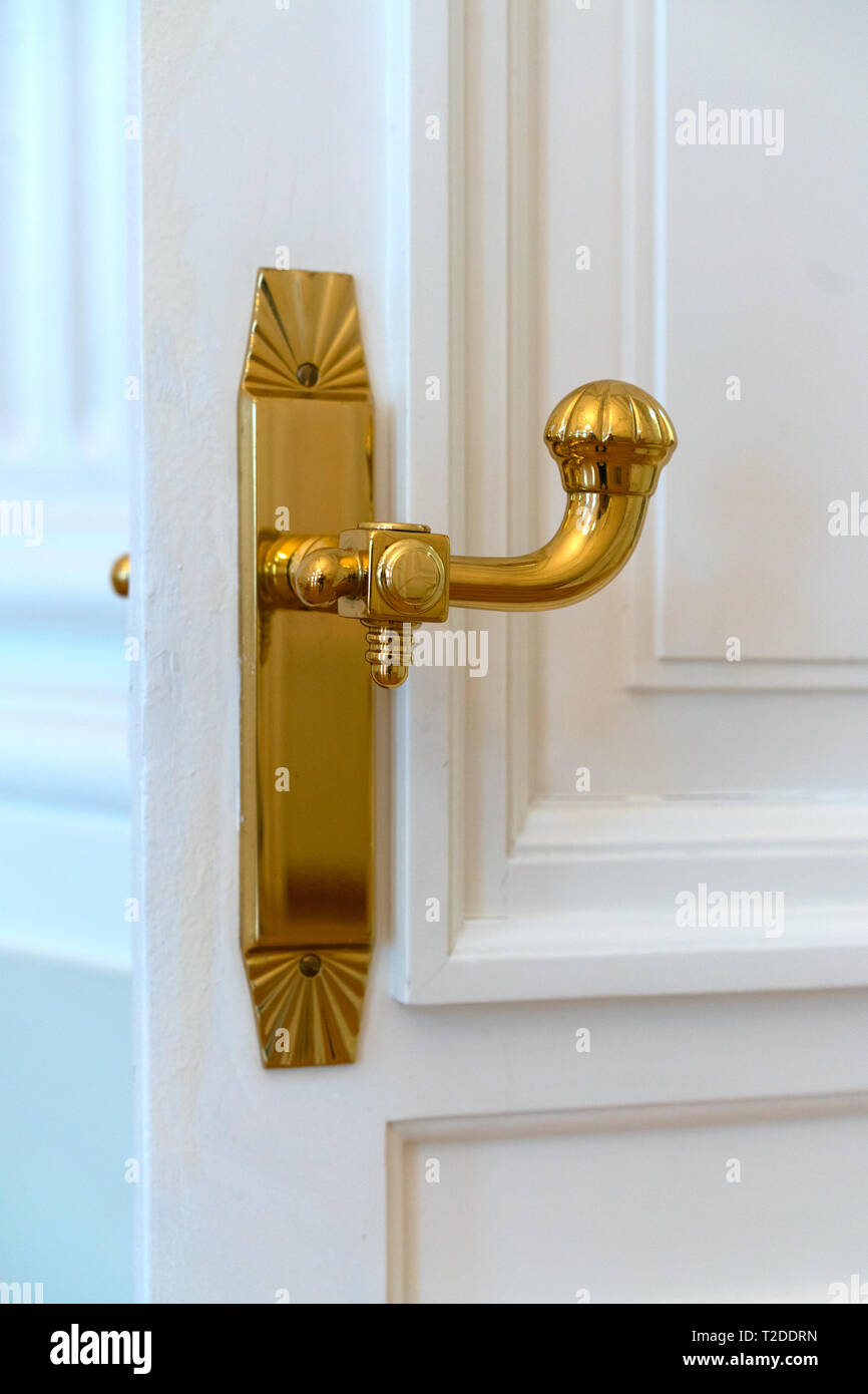 Goldplated vintage door handle Stock Photo Alamy