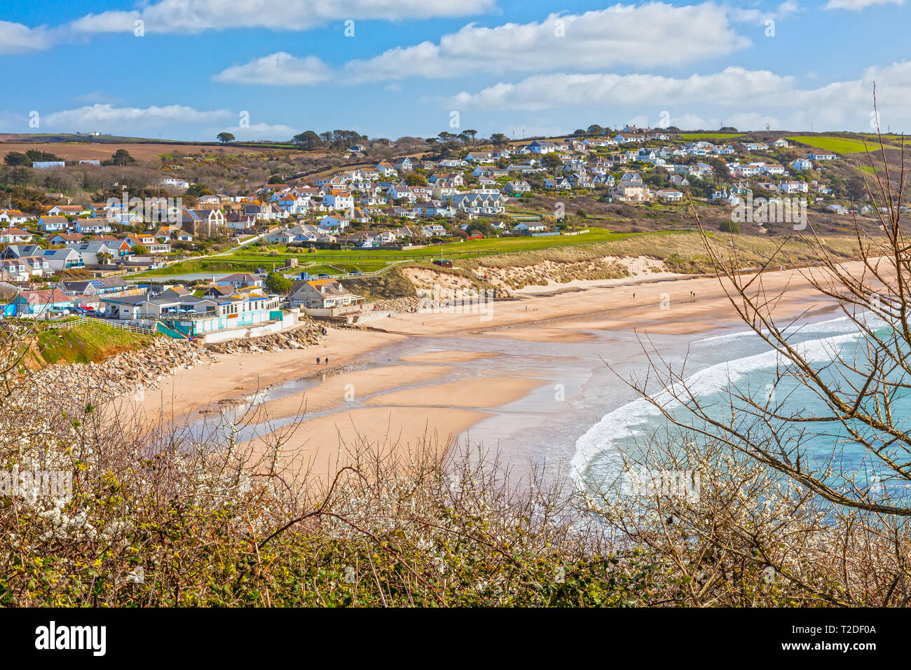 On the coast path approaching Sydney Cove at Praa Sands Cornwall England UK Europe Stock Photo