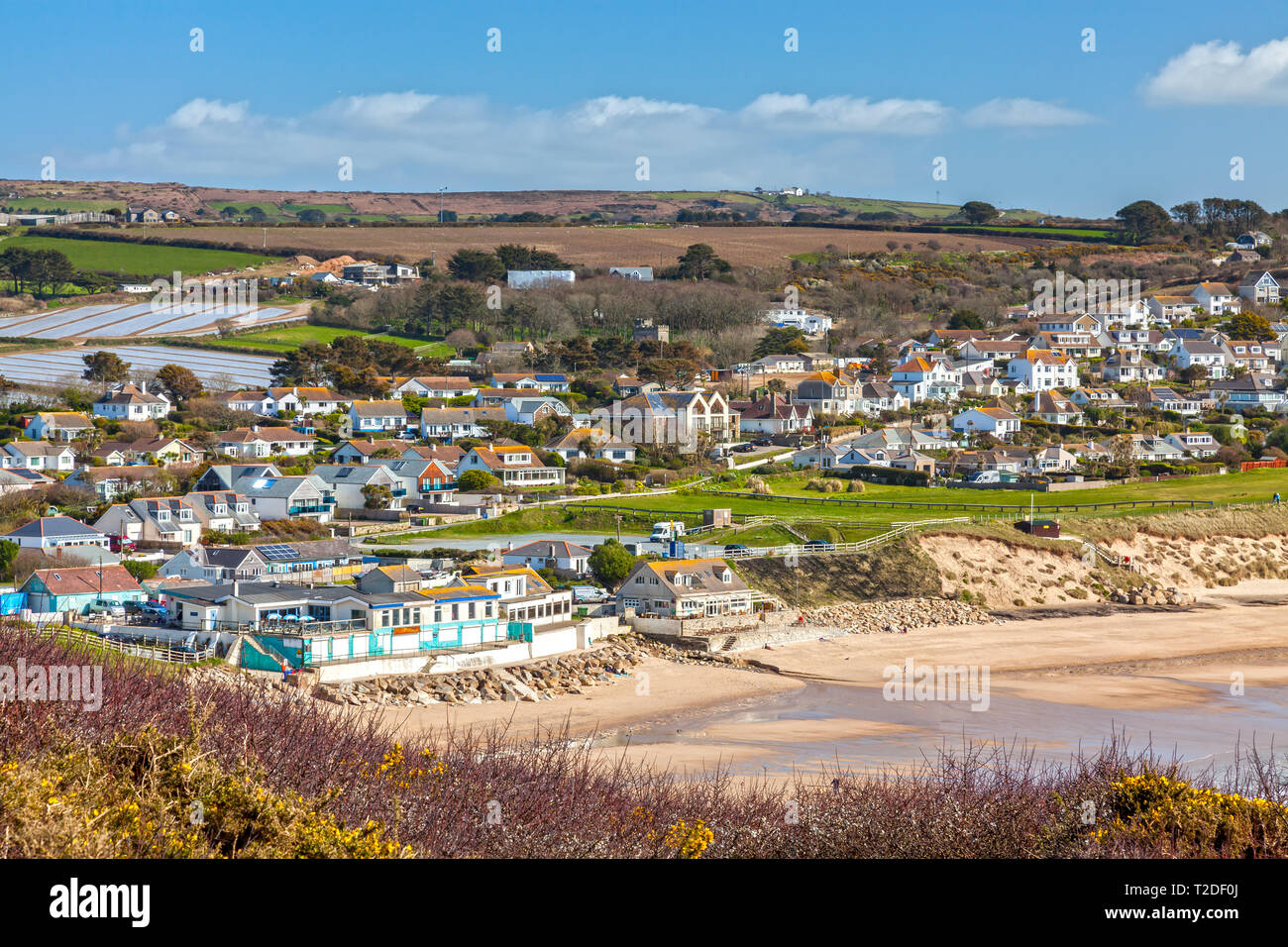 On the coast path approaching Sydney Cove at Praa Sands Cornwall England UK Europe Stock Photo