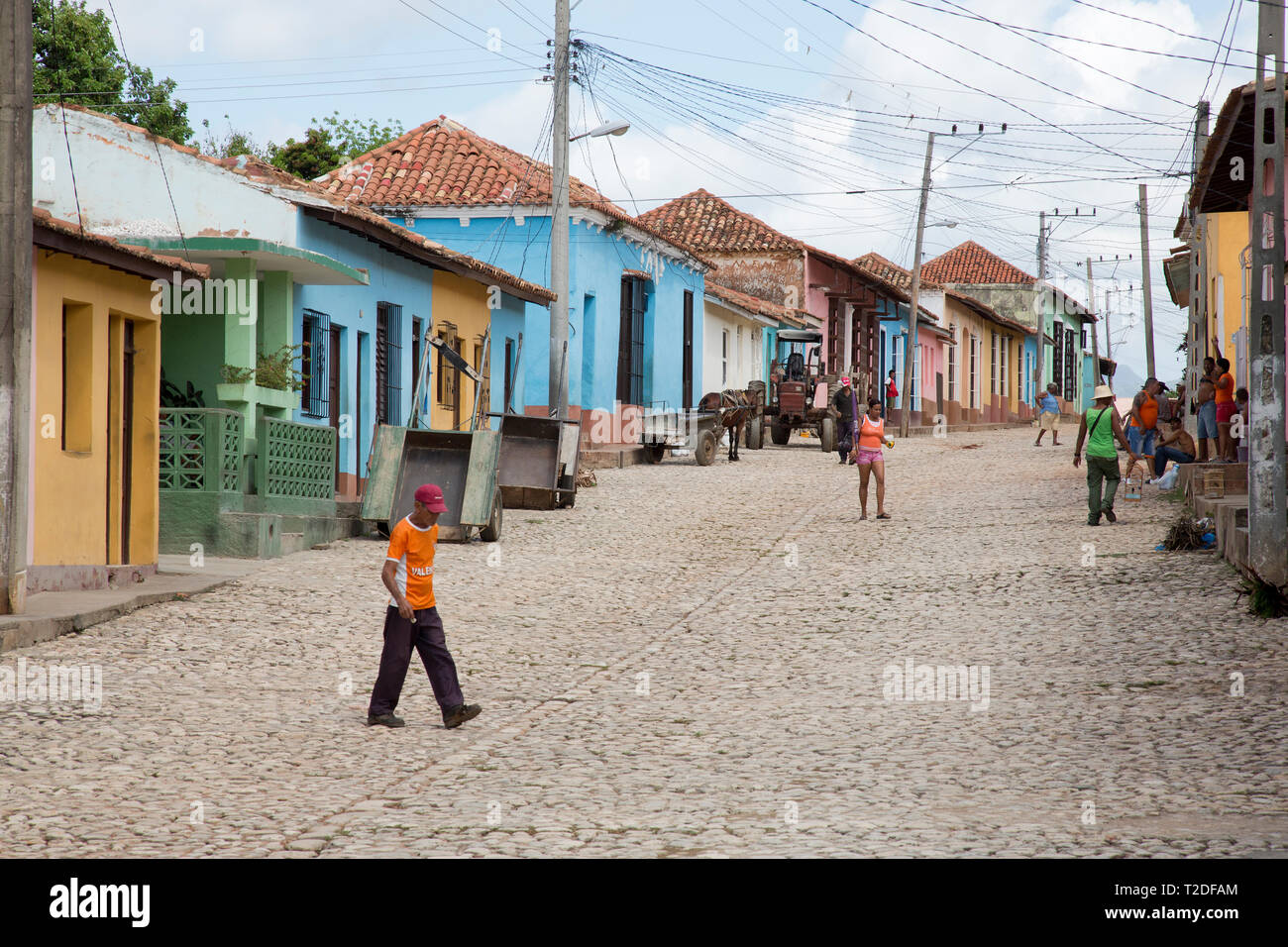 Cobbled street scene Trinidad,Cuba Stock Photo