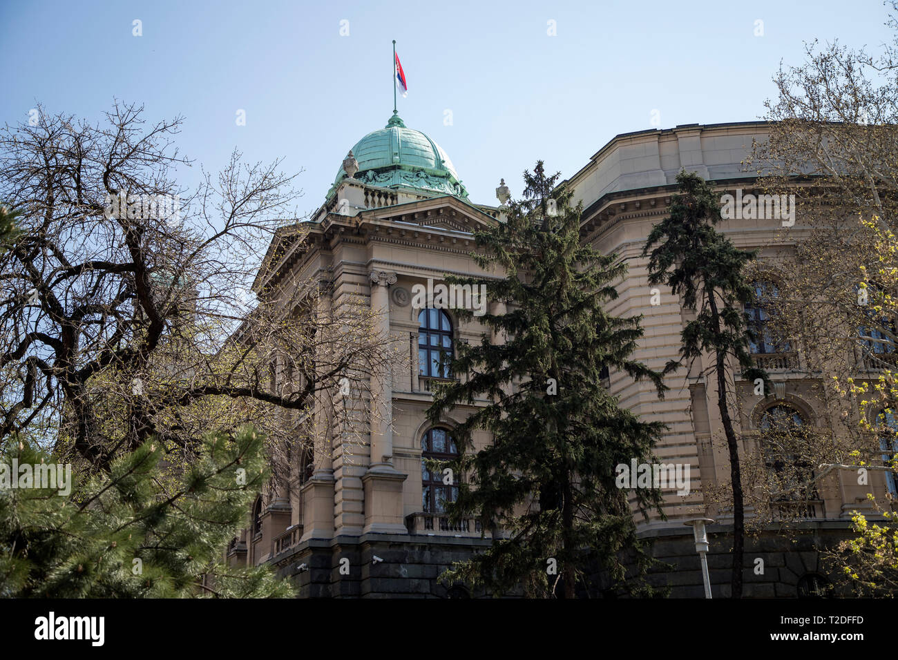 BELGRADE, SERBIA, March 2019: House of the National Assembly of Republic Serbia, formerly the Yugoslav Parliament, built in 1936 Stock Photo