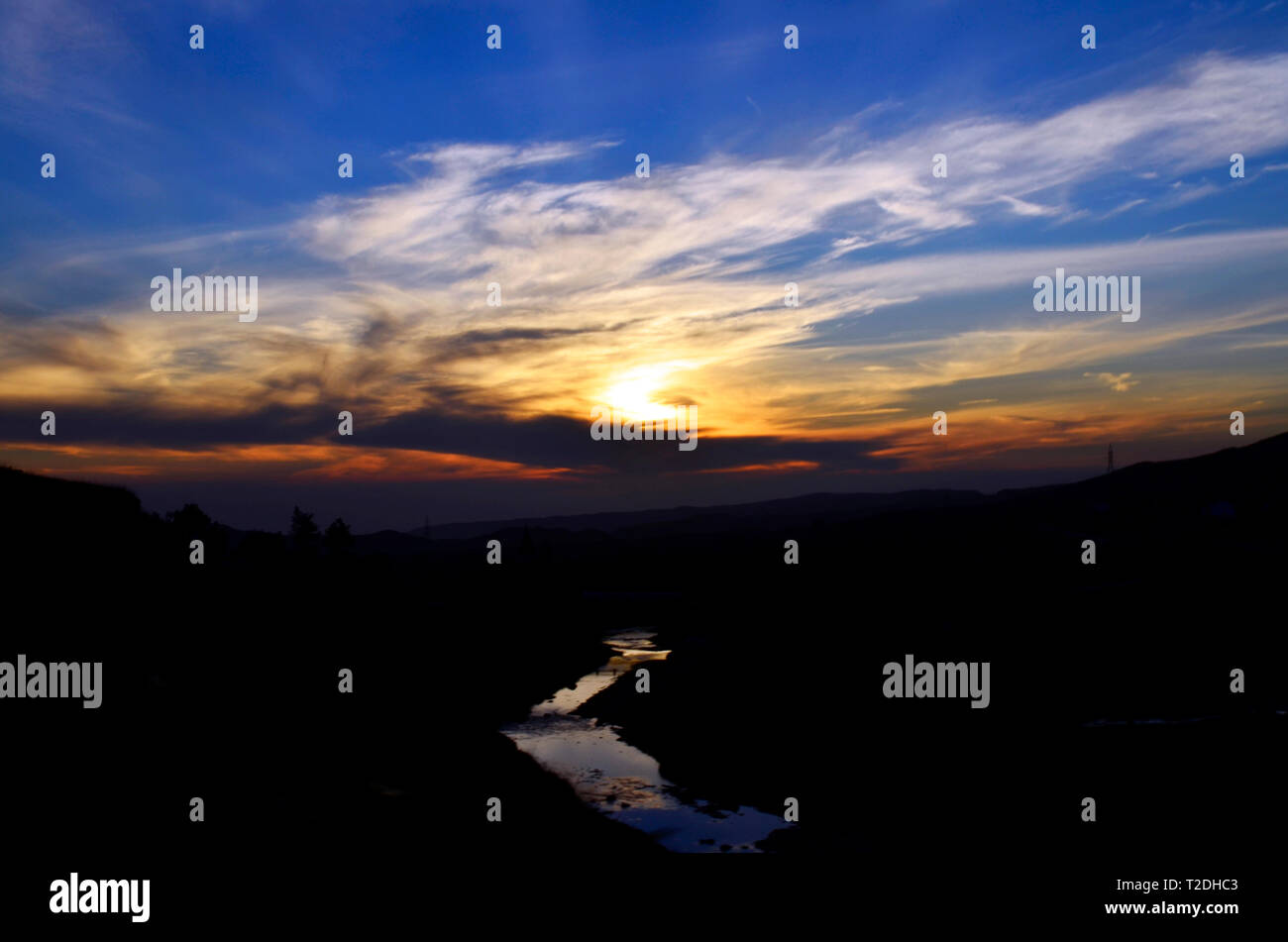 Sunset landscape from Ramkrishna Mission in Shillong, Meghalaya Stock Photo