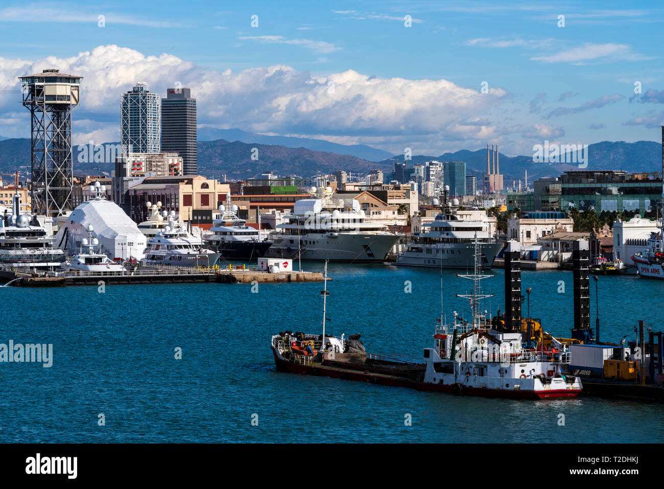 Aerial view of the port and the city of Barcelona Stock Photo - Alamy