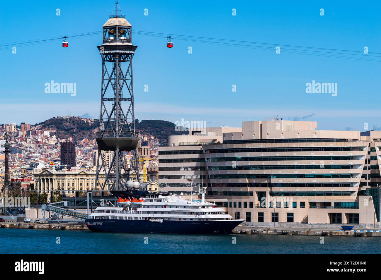 Aerial view of the port and the city of Barcelona Stock Photo - Alamy