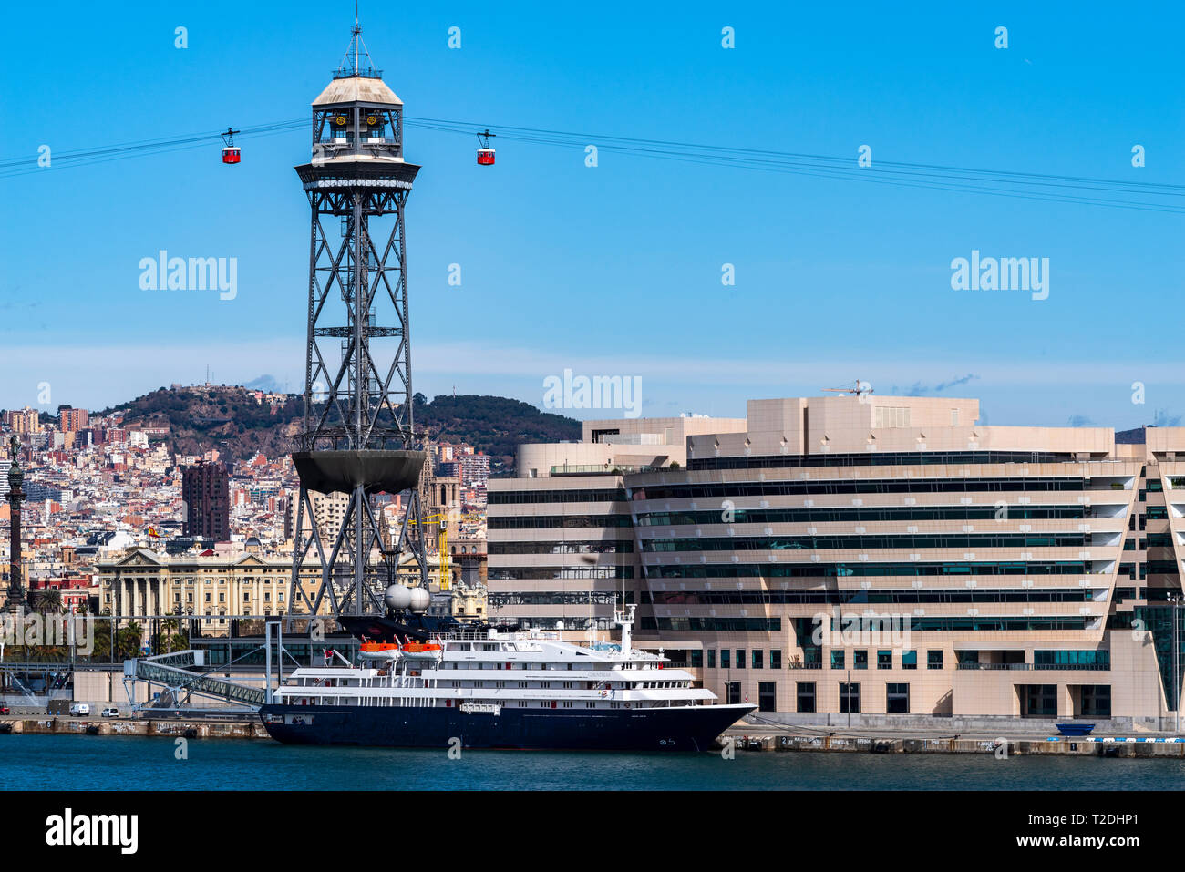 Aerial view of the port and the city of Barcelona Stock Photo - Alamy