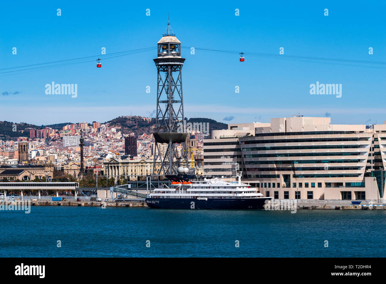 Aerial view of the port and the city of Barcelona Stock Photo - Alamy