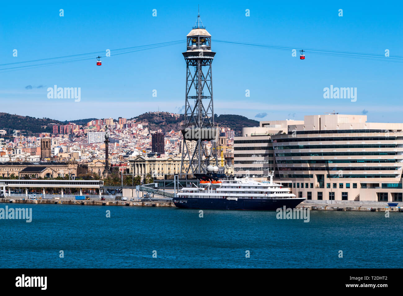 Aerial view of the port and the city of Barcelona Stock Photo - Alamy