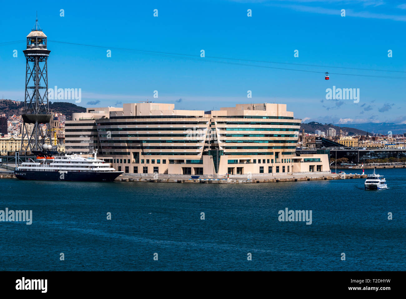 Aerial view of the port and the city of Barcelona Stock Photo - Alamy