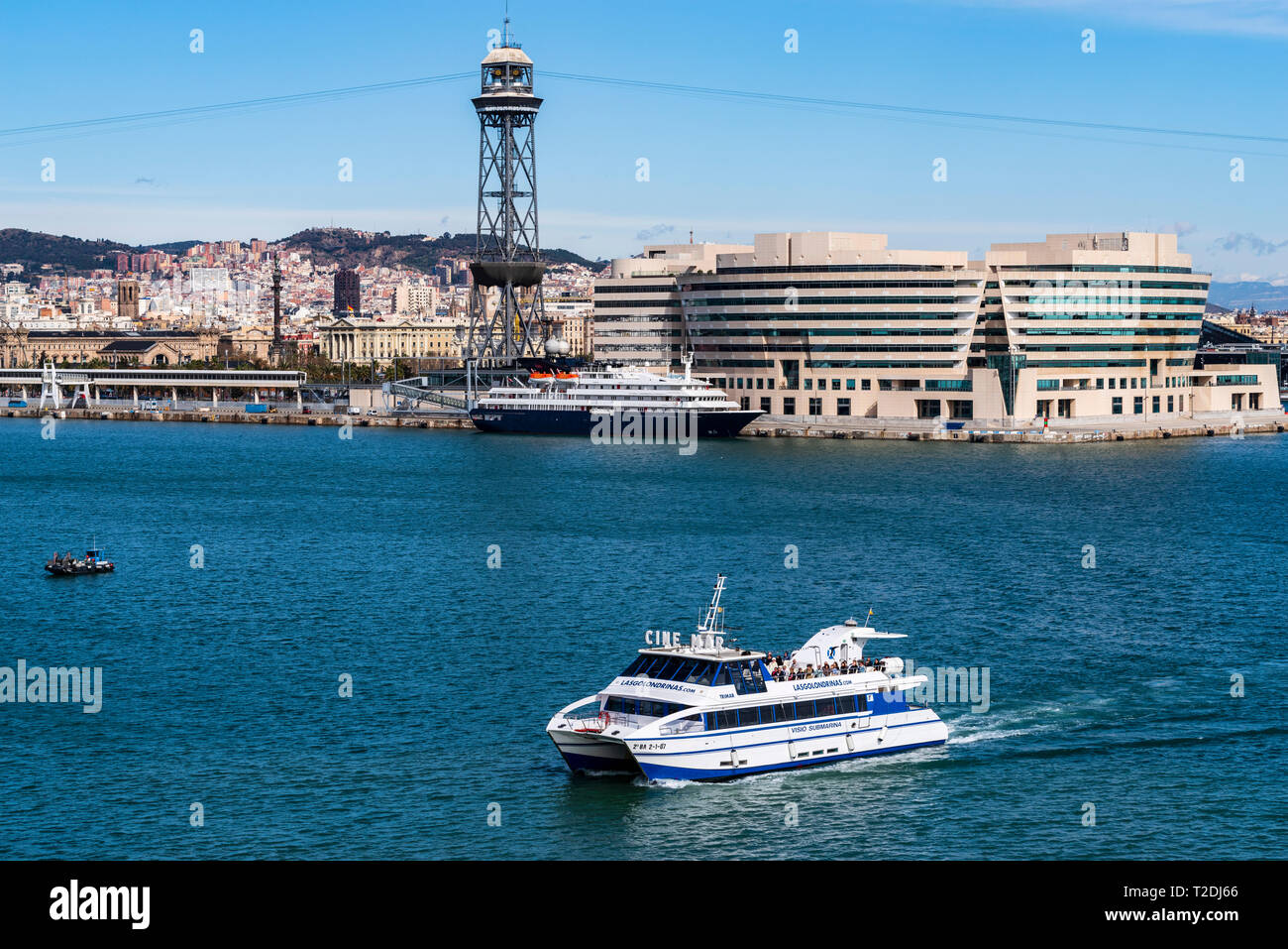 Aerial view of the port and the city of Barcelona Stock Photo - Alamy
