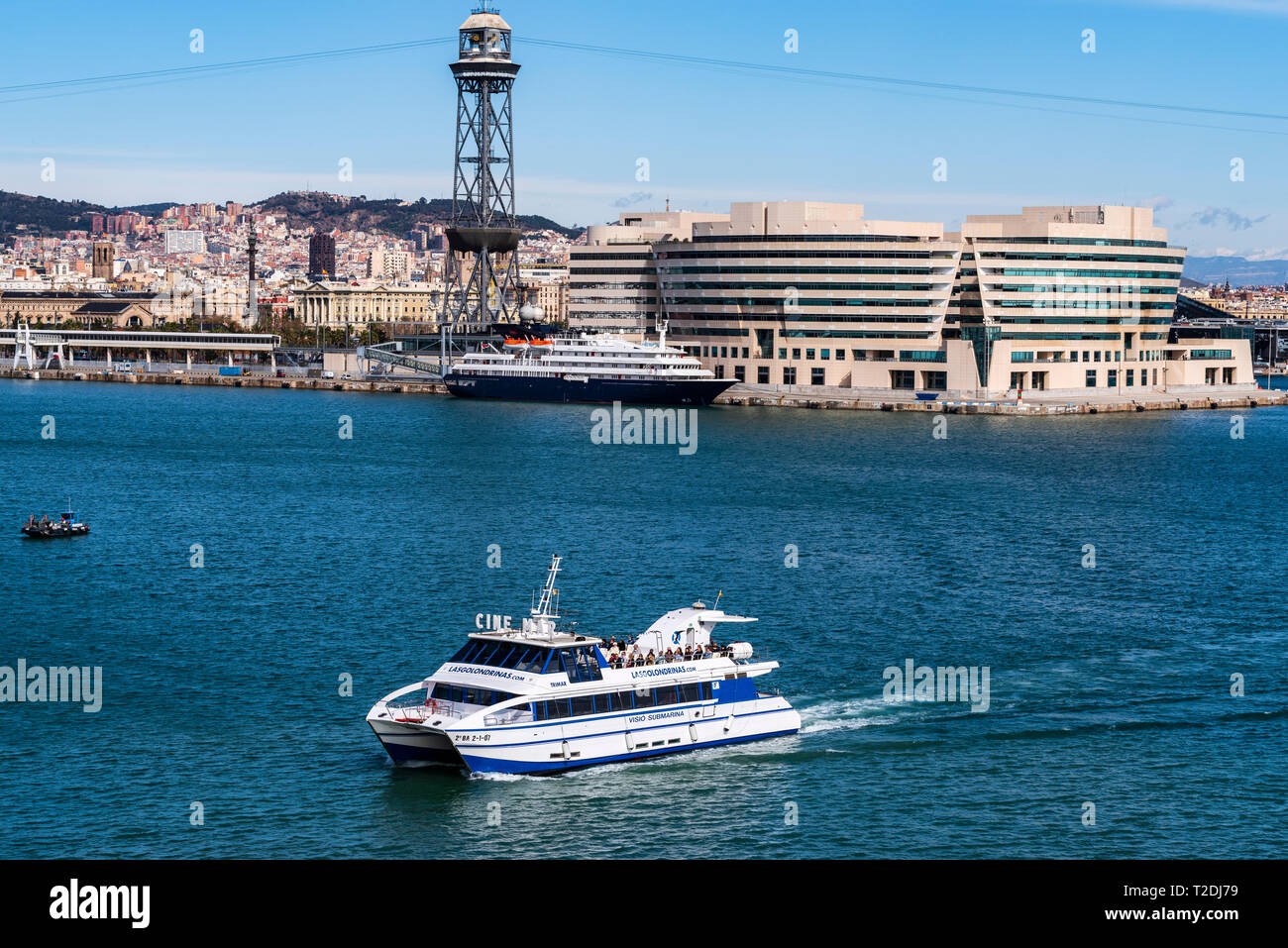 Aerial view of the port and the city of Barcelona Stock Photo - Alamy
