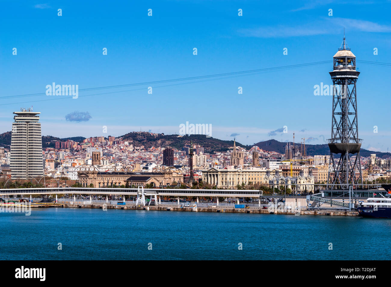 Aerial view of the port and the city of Barcelona Stock Photo - Alamy