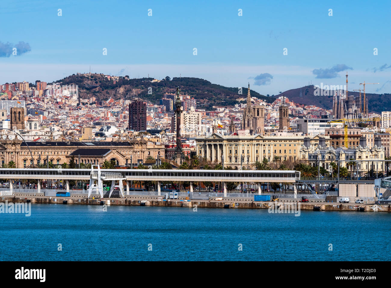 Aerial view of the port and the city of Barcelona Stock Photo - Alamy