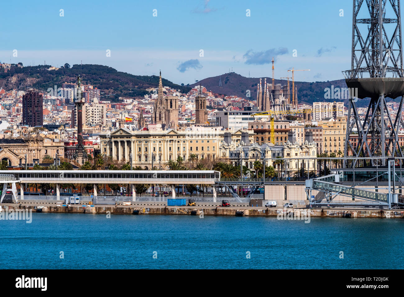 Aerial view of the port and the city of Barcelona Stock Photo - Alamy