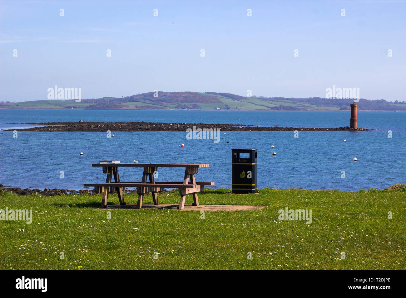 28 March 2018 A Mooring buoys on the sea at Killyleagh Northern Ireland