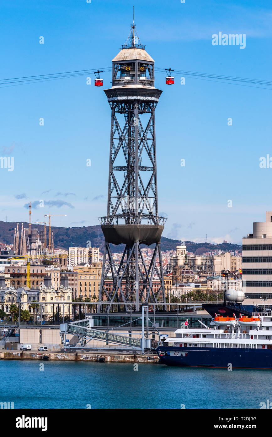 Aerial view of the port and the city of Barcelona Stock Photo - Alamy