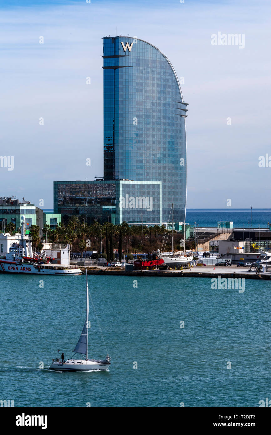 Aerial view of the port and the city of Barcelona Stock Photo - Alamy