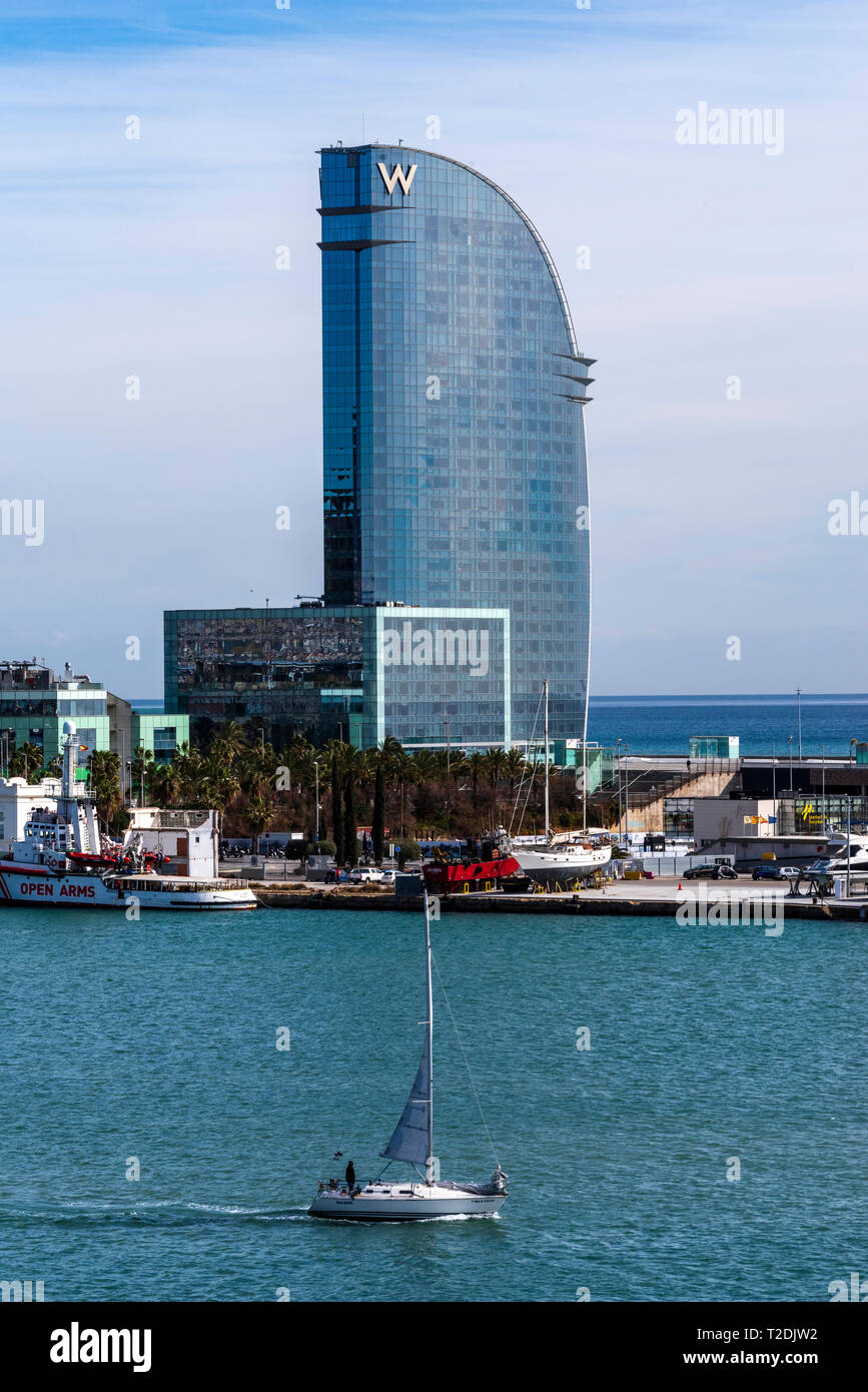 Aerial view of the port and the city of Barcelona Stock Photo - Alamy