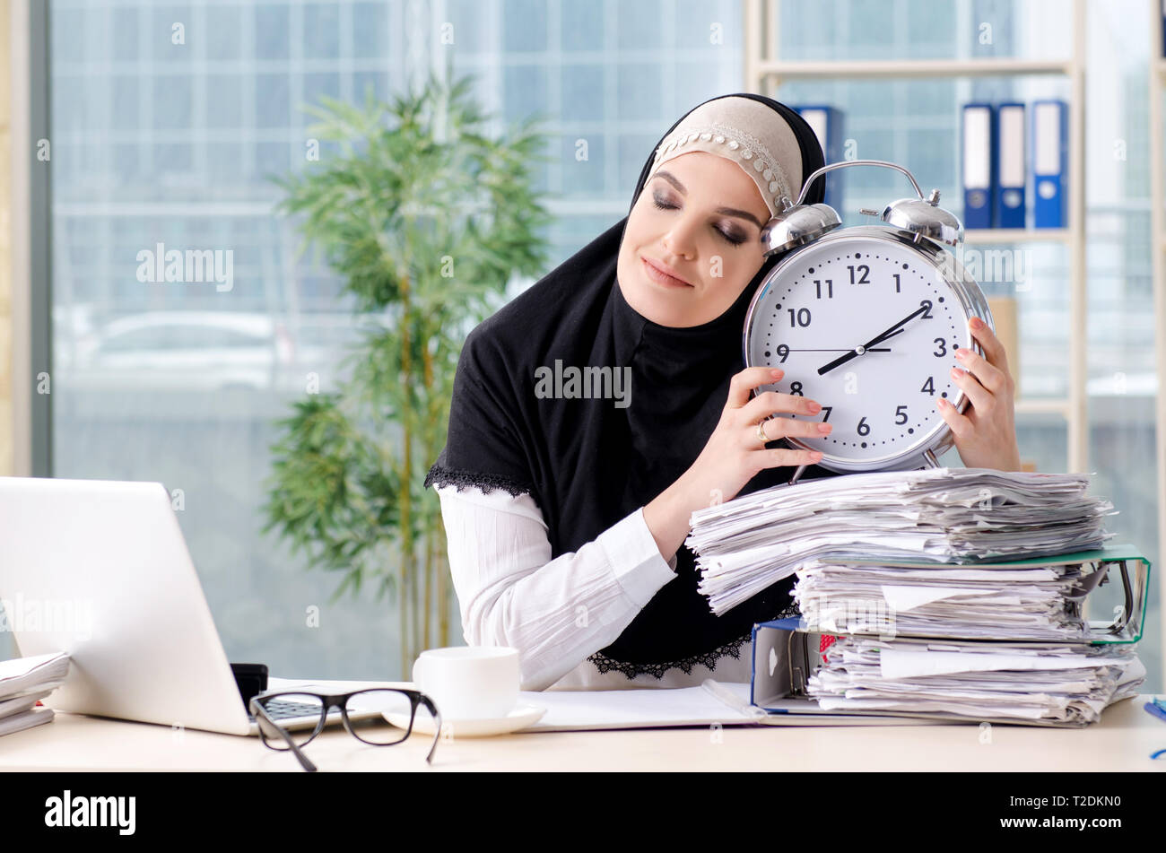 Woman muslim employee working in the office Stock Photo - Alamy