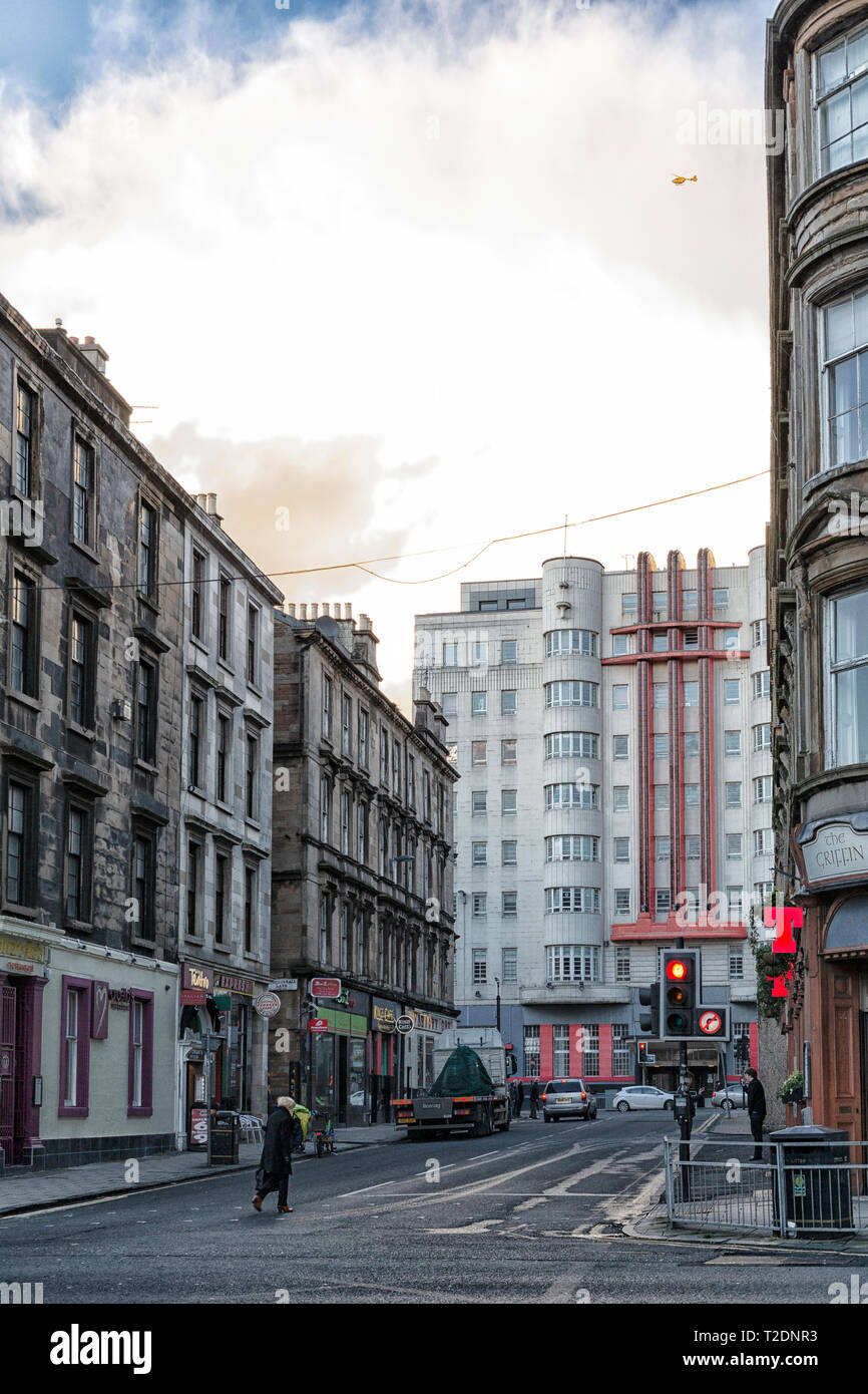 Art Deco Building, Sauchiehall Street, Glasgow, Scotland Stock Photo