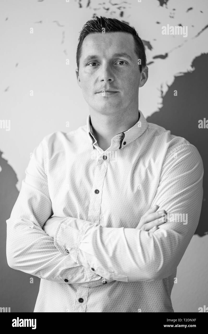 Young entrepreneur in modern Black and White Stock Photos & Images - Alamy