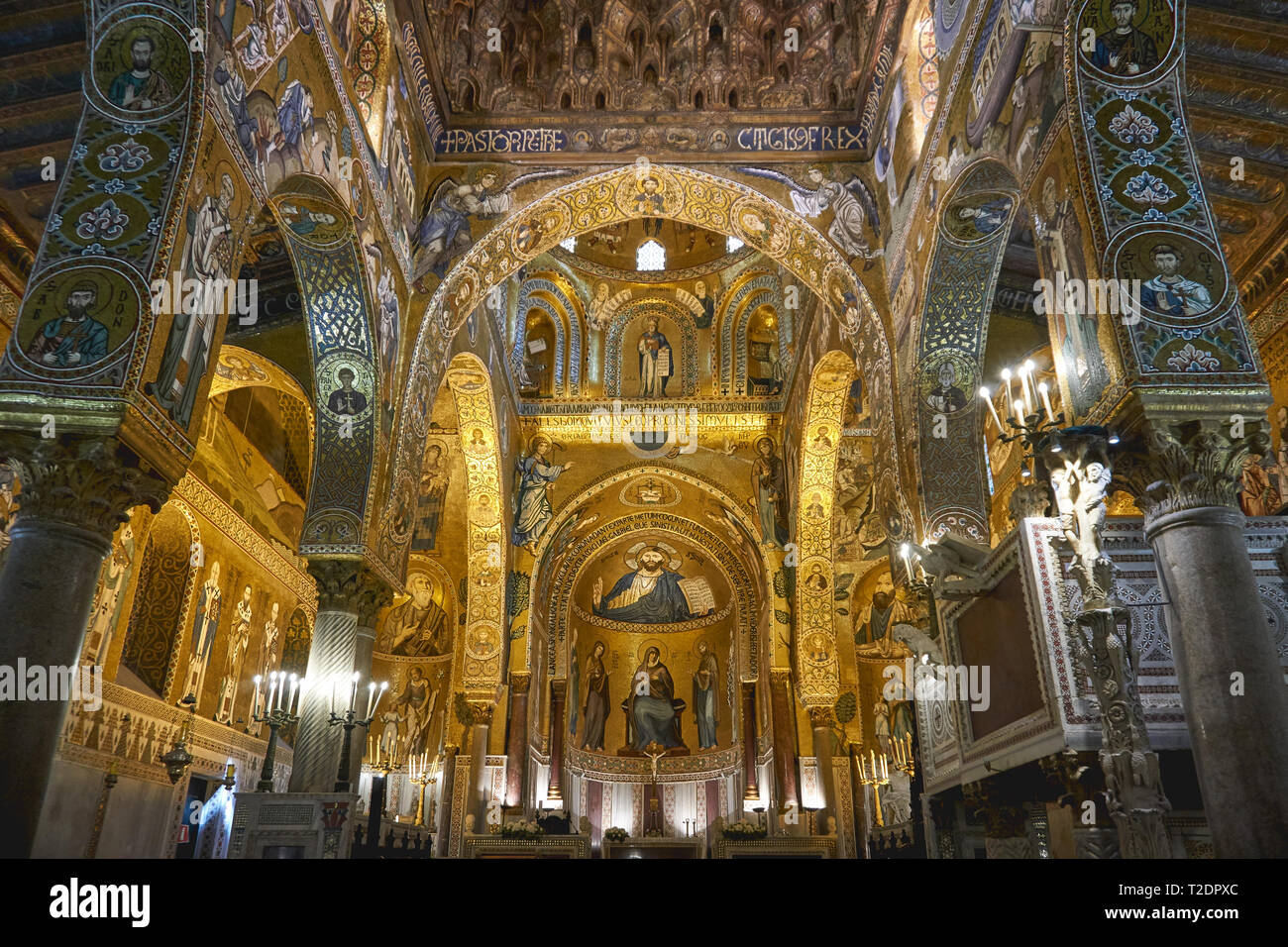 Palermo, Italy. October, 2018. Interior of the Palatine Chapel (Cappella Palatina), situated in the Palazzo Reale in Palermo. Stock Photo