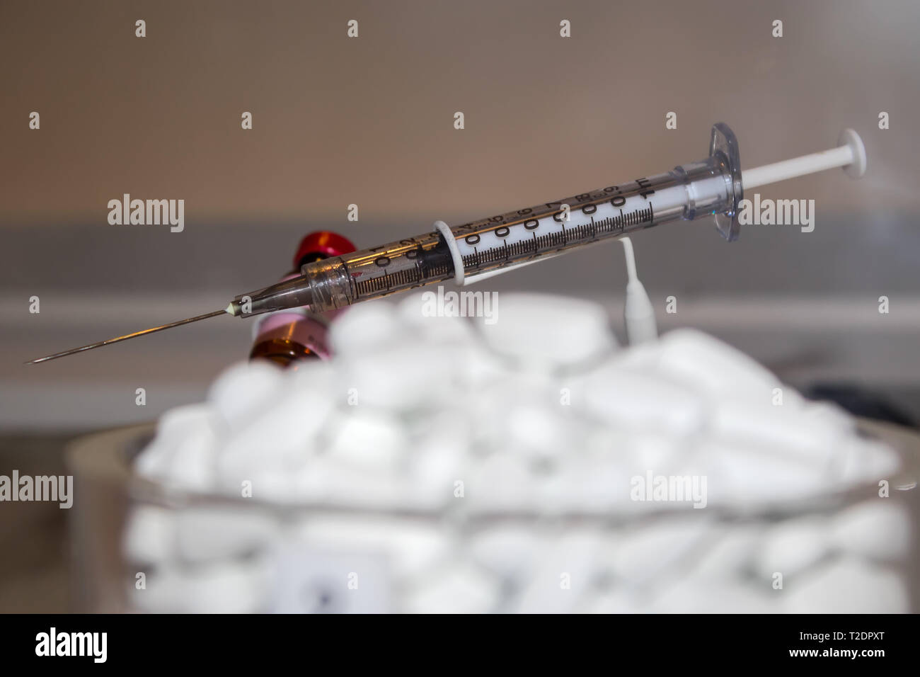 It was photographed in England in the Science Museum, the theme of the exhibition was antibiotics. Stock Photo