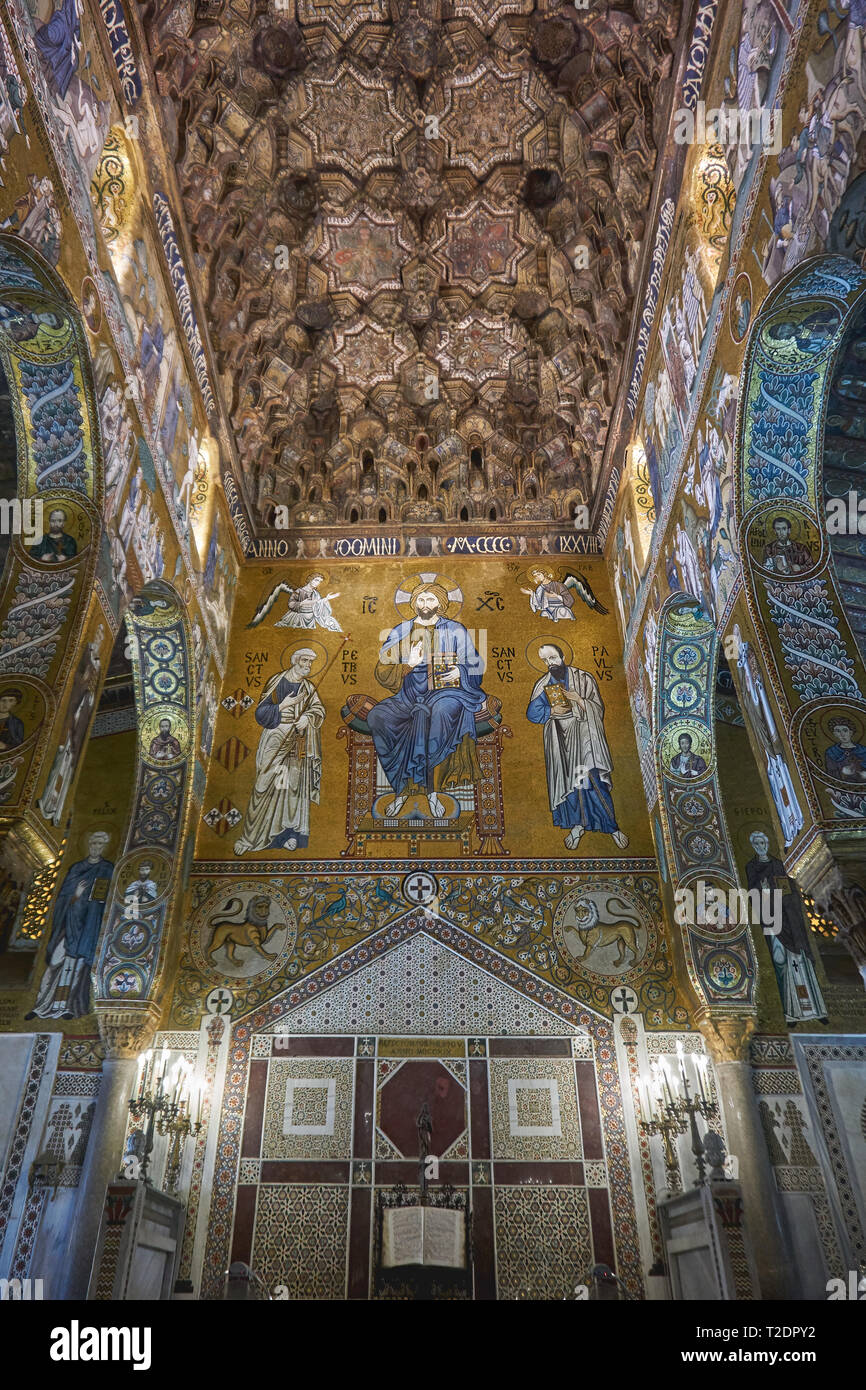 Palermo, Italy. October, 2018. Interior of the Palatine Chapel (Cappella Palatina), situated in the Palazzo Reale in Palermo. Stock Photo