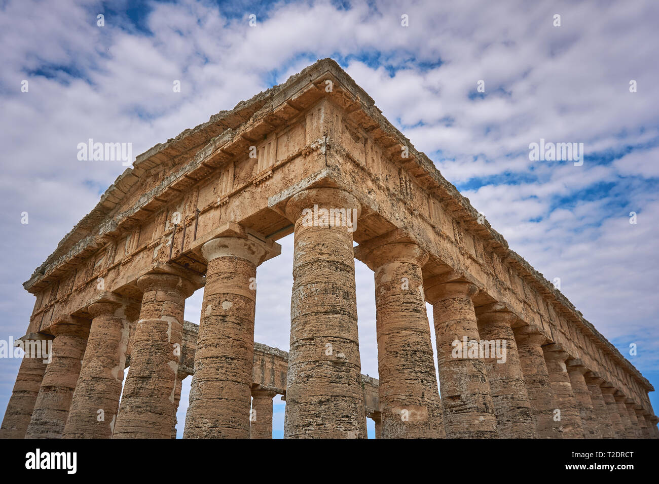 Calatafimi, Italy - October, 2018. The Doric temple of Segesta, on a hill just outside the site of the ancient city. Stock Photo
