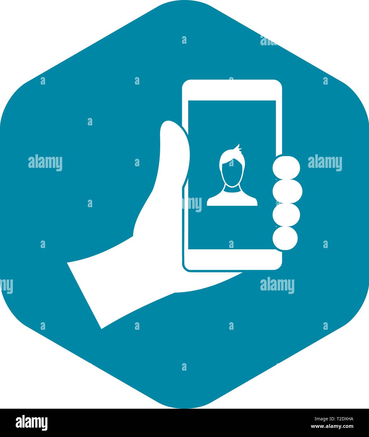 Hand holding smartphone with photo icon Stock Vector Image & Art - Alamy