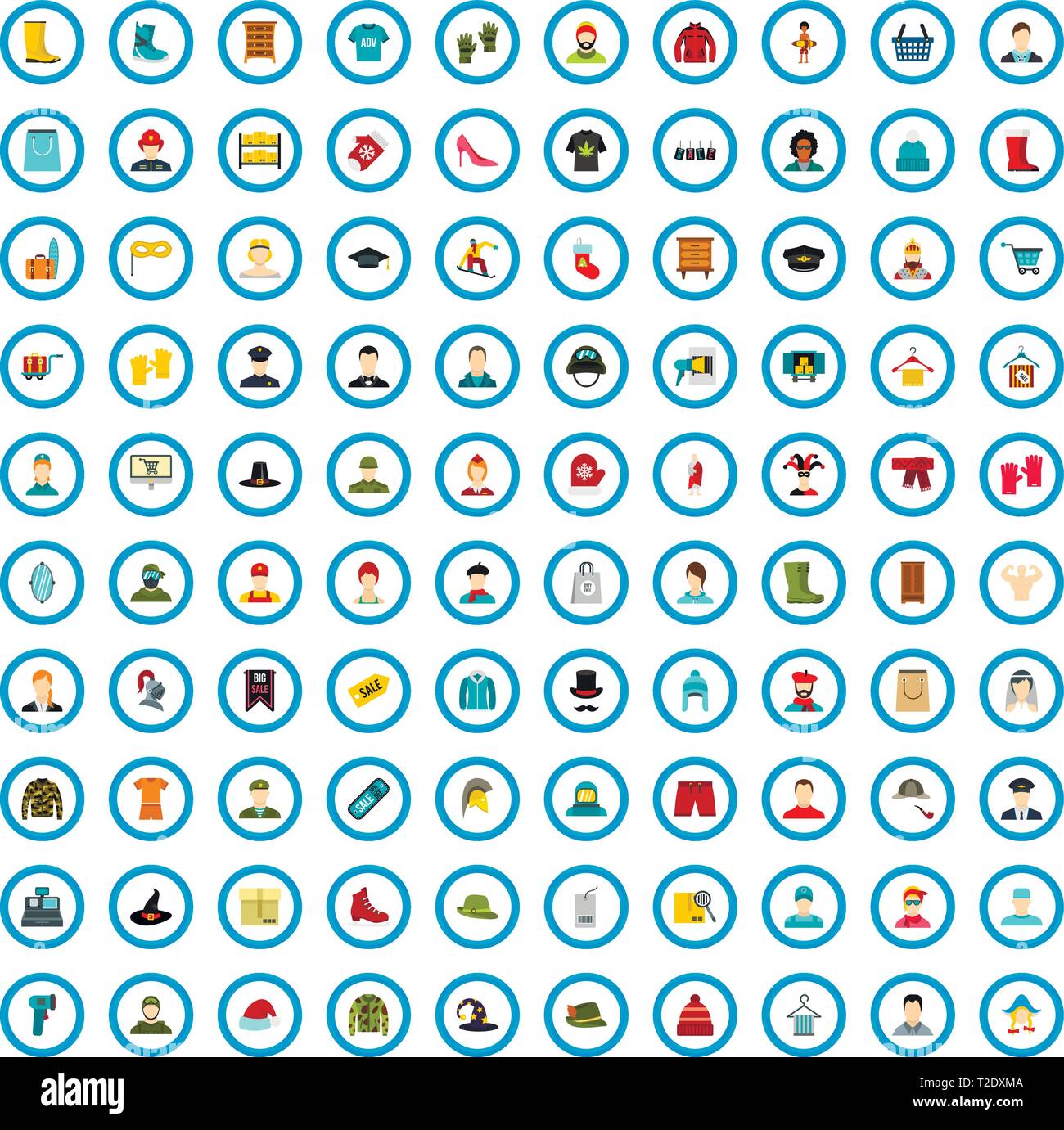 100 outfit icons set, flat style Stock Vector Image & Art - Alamy
