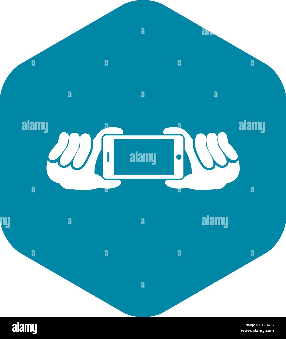 Two hands holding mobile phone icon, simple style Stock Vector Image ...