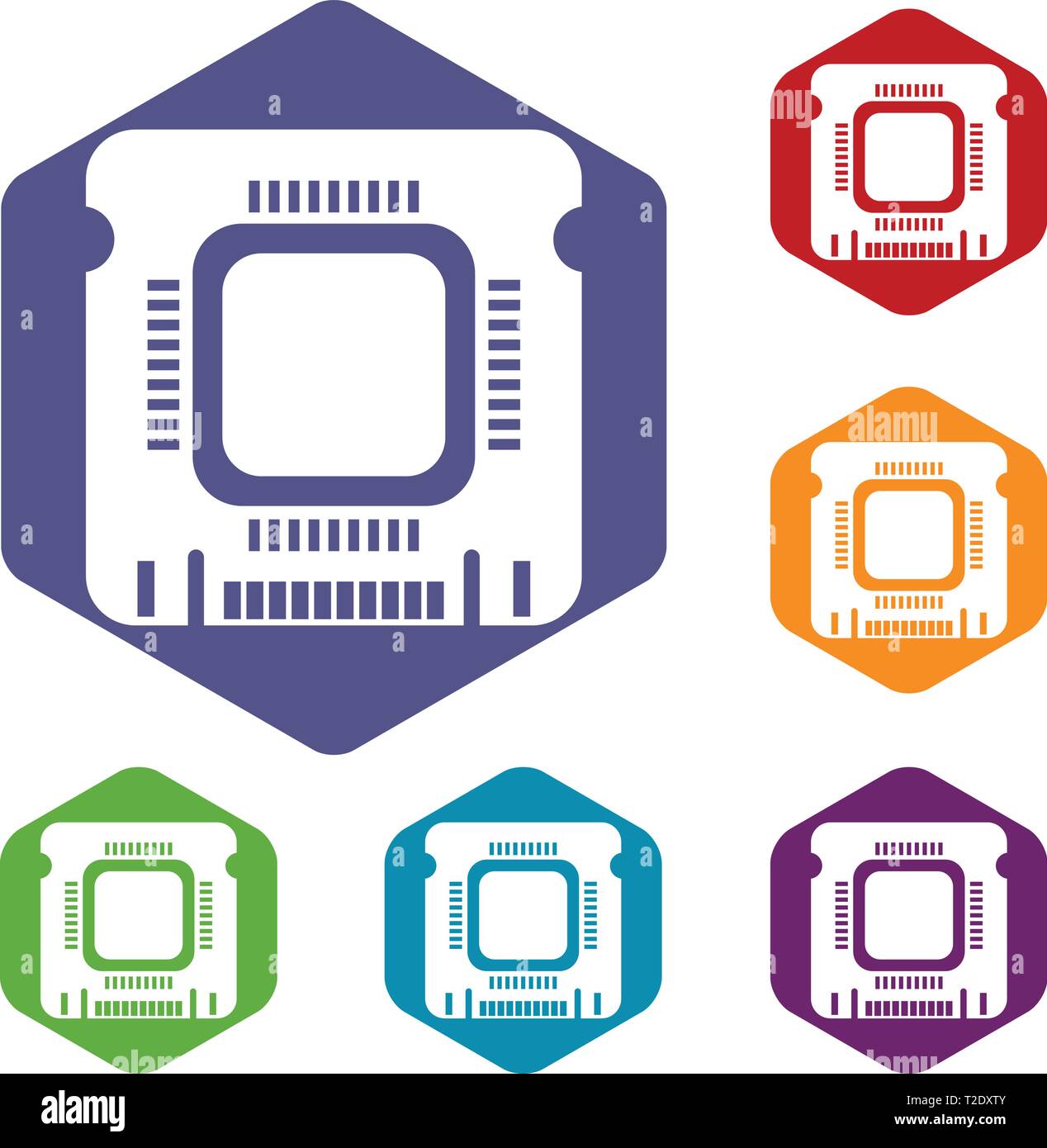Component microchip icons vector hexahedron Stock Vector