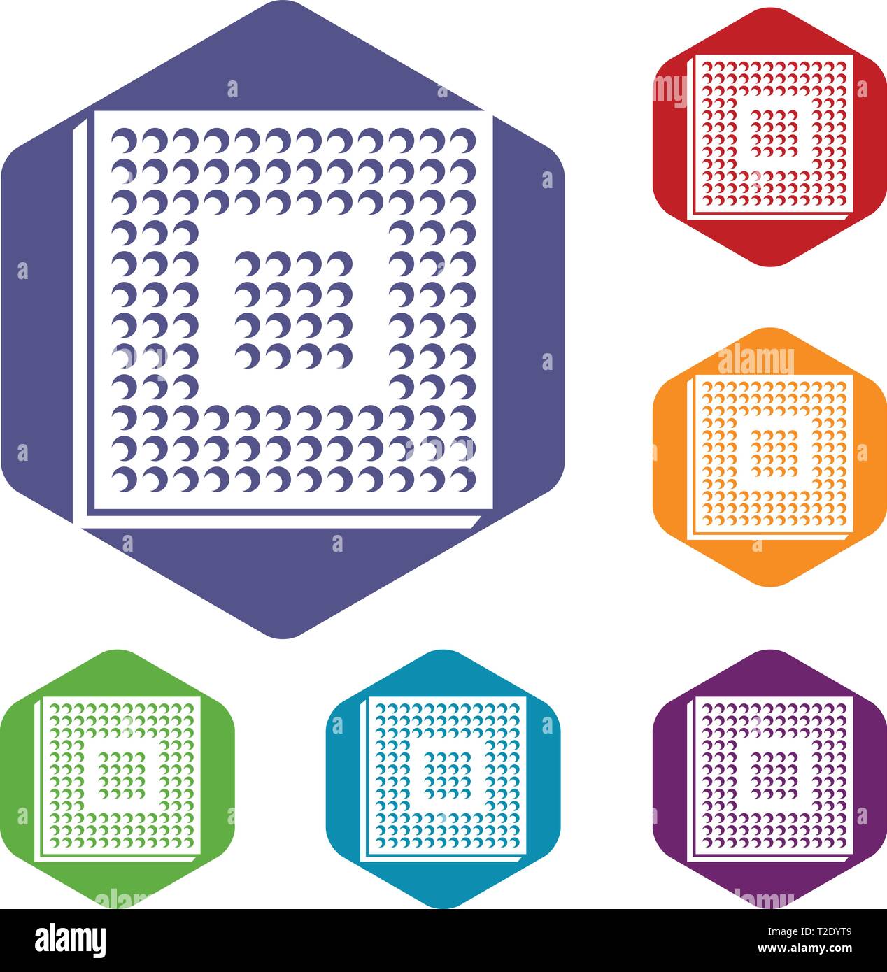Industry microchip icons vector hexahedron Stock Vector