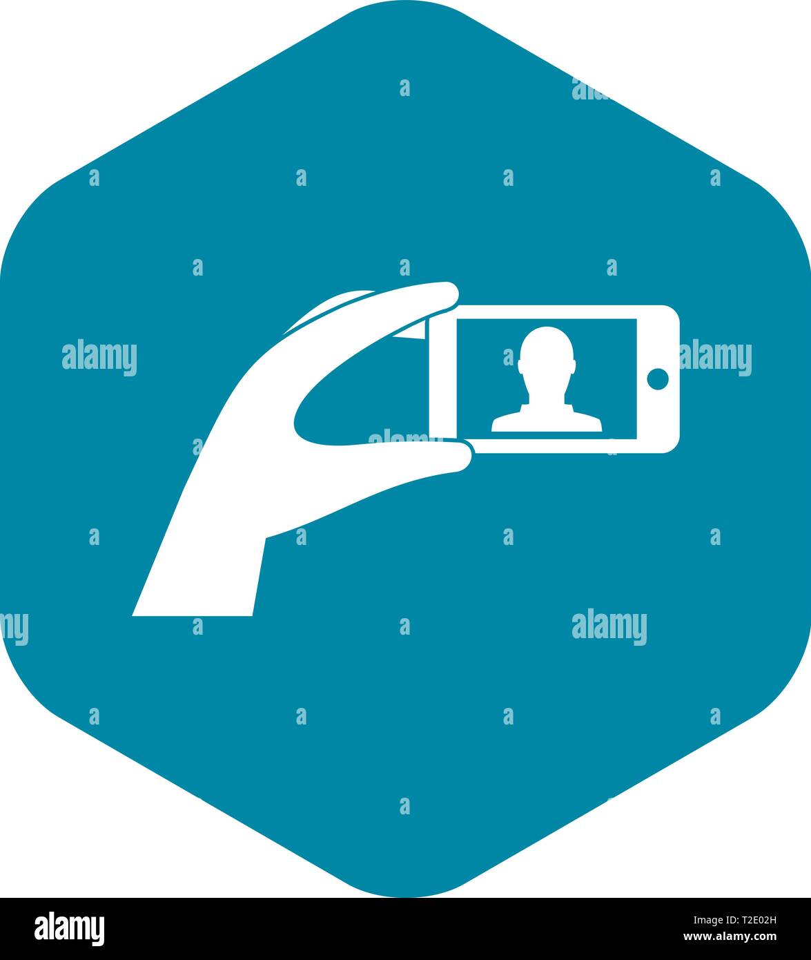 Hand holding mobile phone with photo icon Stock Vector Image & Art - Alamy
