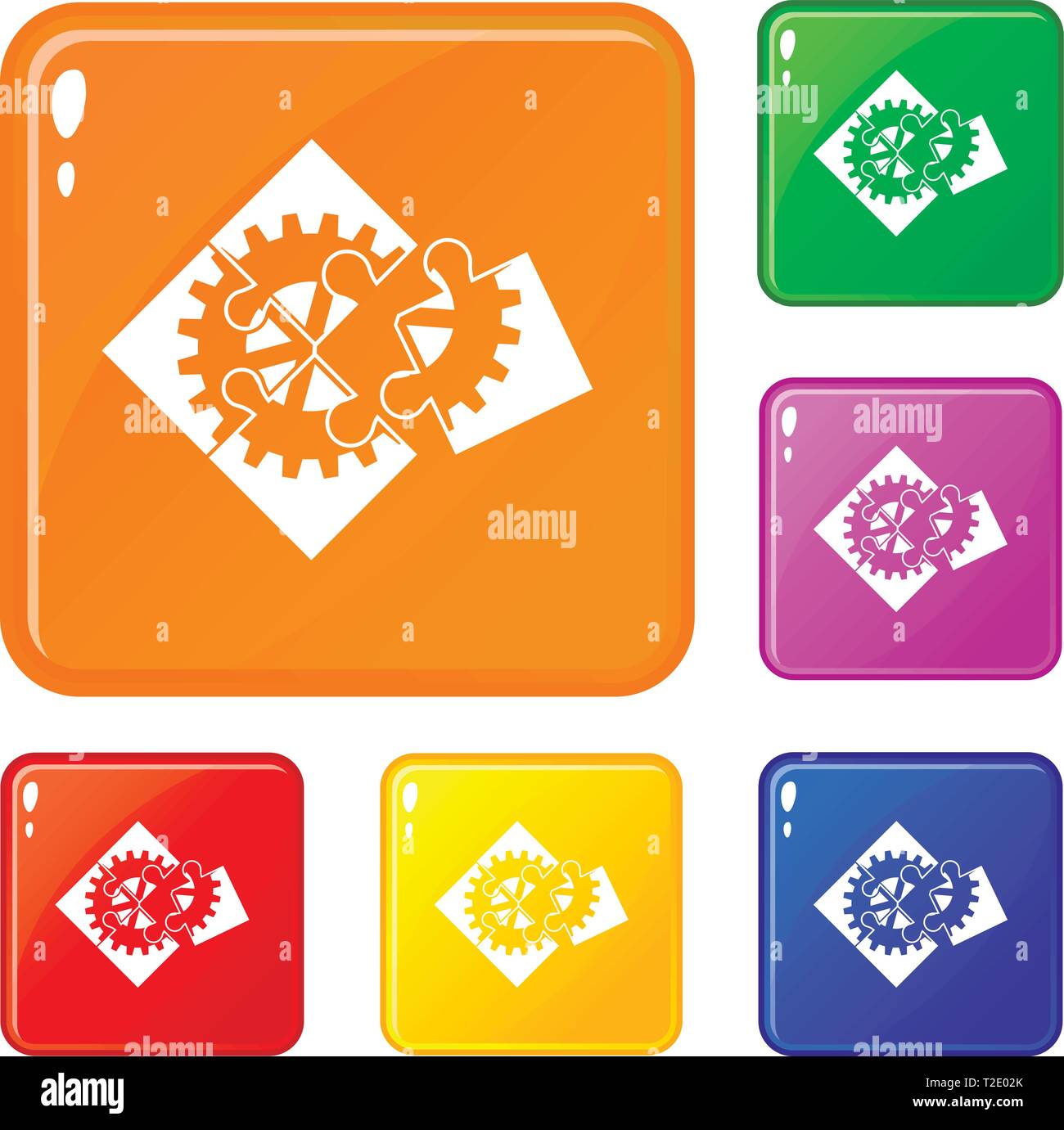 Teamwork puzzle icons set vector color Stock Vector