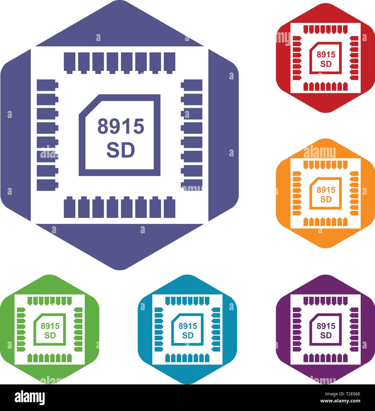 Technology microchip icons vector hexahedron Stock Vector