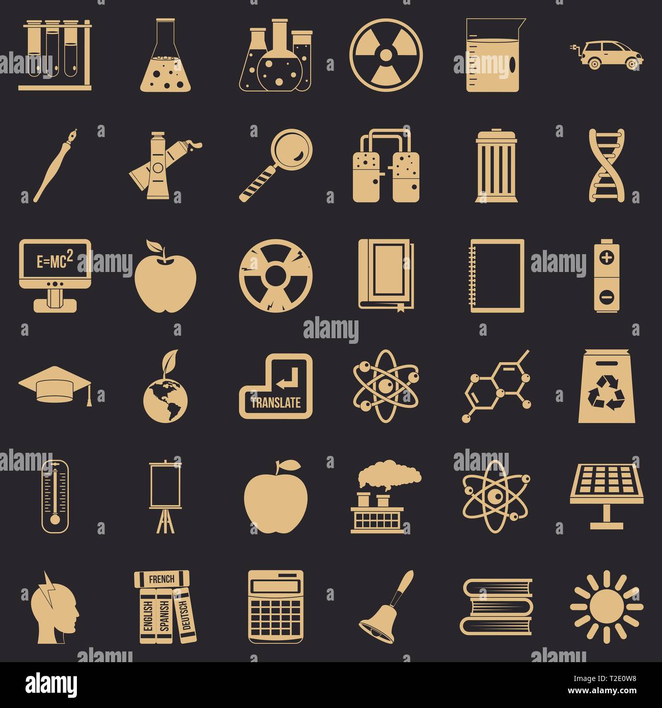 Education icons set, simple style Stock Vector