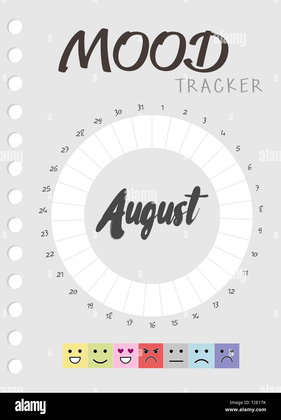 Mood diary for a month. mood tracker calendar. keeping track of emotional  state Stock Vector Image & Art - Alamy