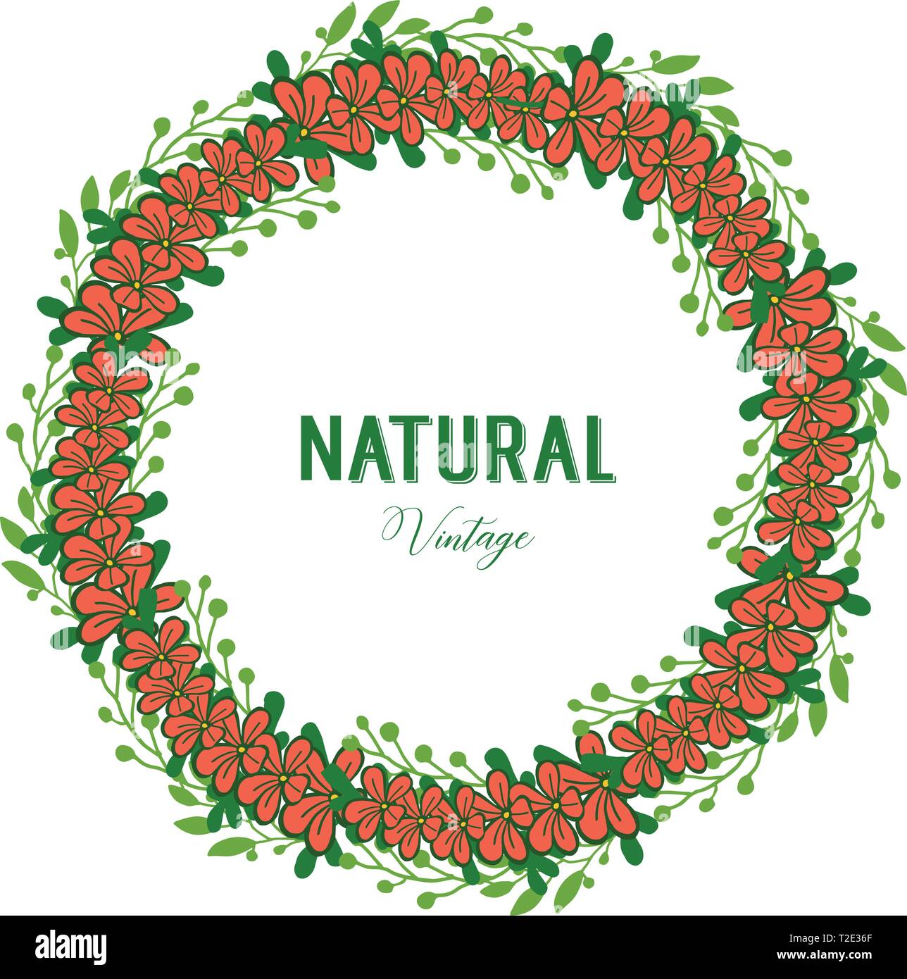 Vector illustration crowd orange flower frame with design natural ...