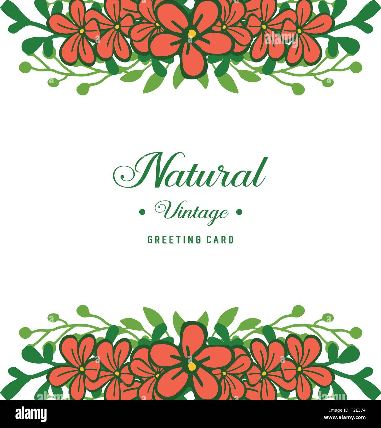 Vector illustration crowd orange flower frame with design natural ...