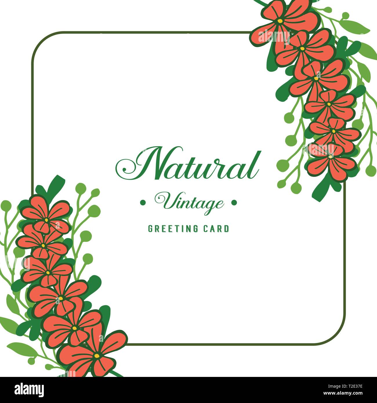 Vector illustration crowd orange flower frame with design natural ...