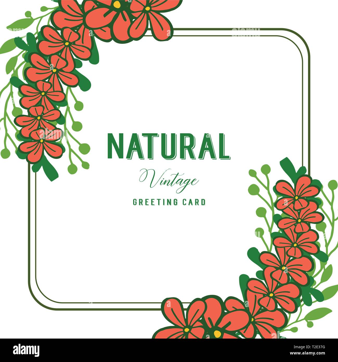 Vector illustration crowd orange flower frame with design natural ...