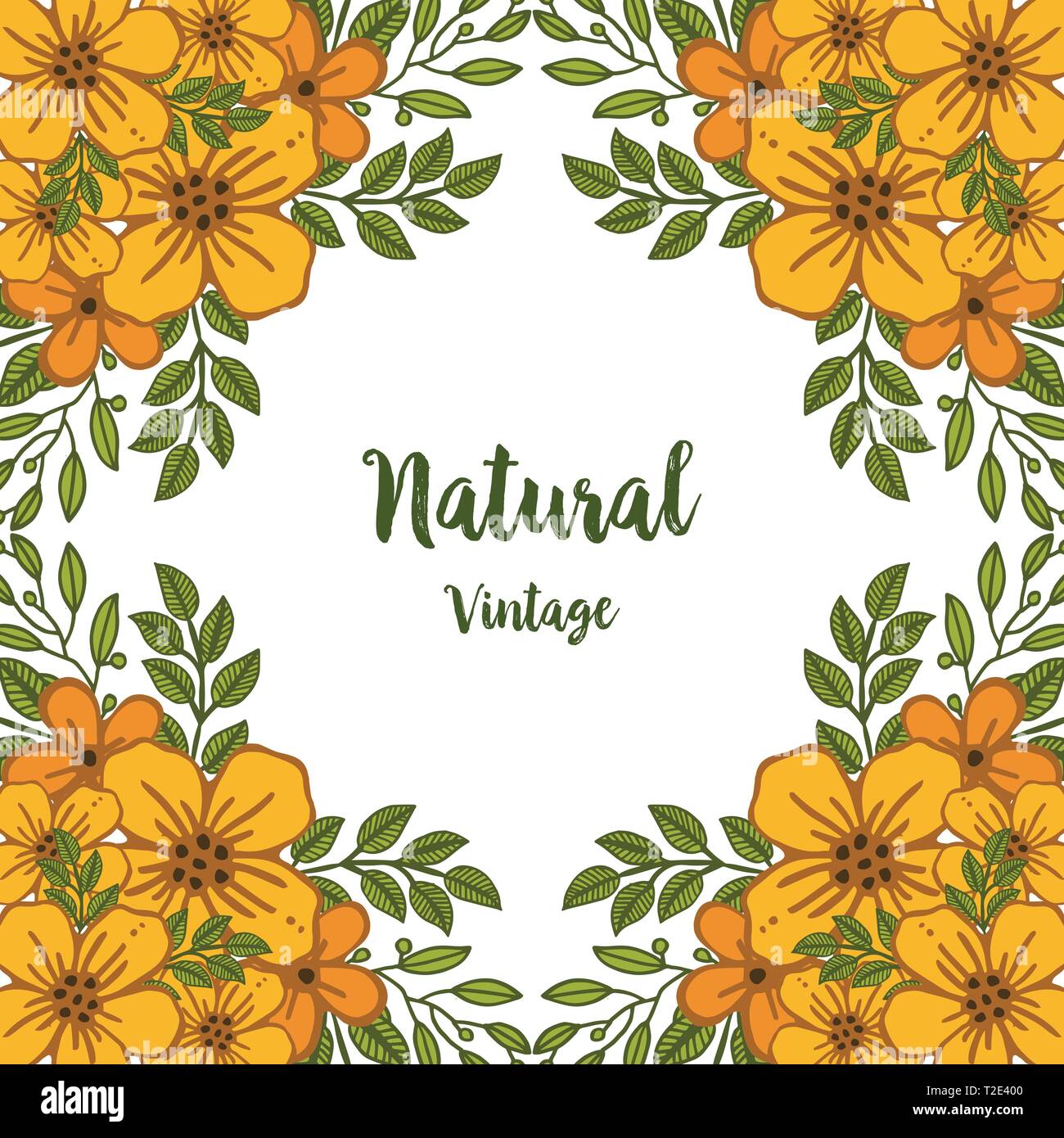 Vector illustration abstract orange flower frame blooms for card of ...