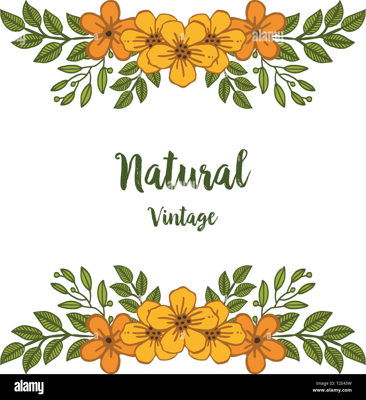 Vector illustration various shape orange flower frame for invitation ...