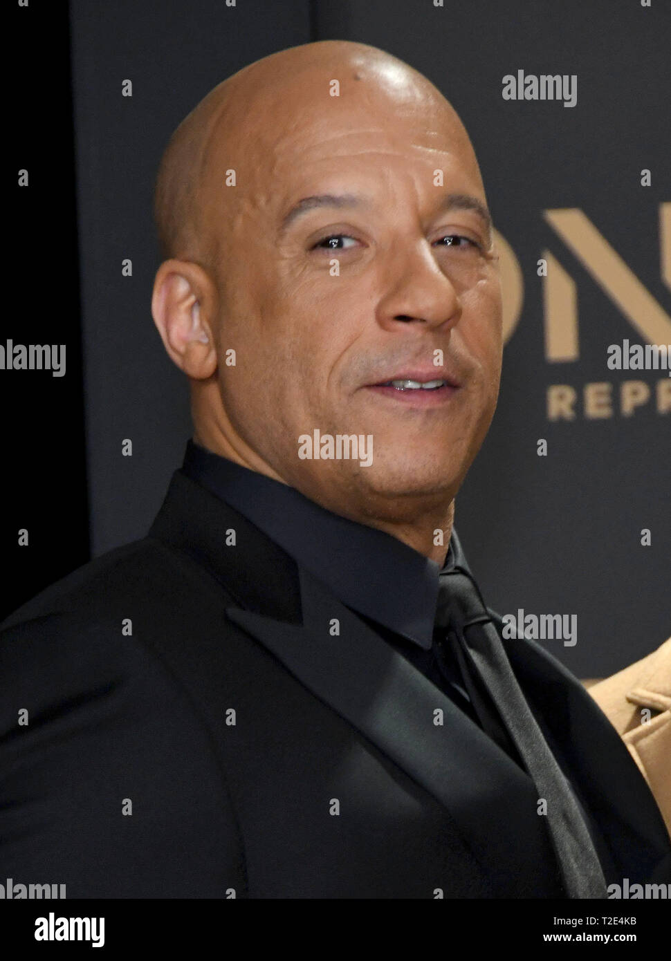 March 30, 2019 - Hollywood, California, U.S. - 30 March 2019 - Hollywood, California - Vin Diesel. 2019 NAACP Image Awards - Press Room held at Dolby Theater. Photo Credit: Birdie Thompson/AdMedia (Credit Image: © Birdie Thompson/AdMedia via ZUMA Wire) Stock Photo