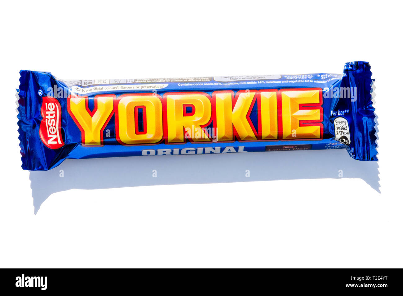 Yorkie chocolate bar, cut out or isolated on a white background. Stock Photo